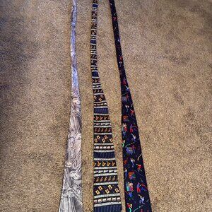 Lot of 3 Music/Instrument Theme Silk NECKTIES